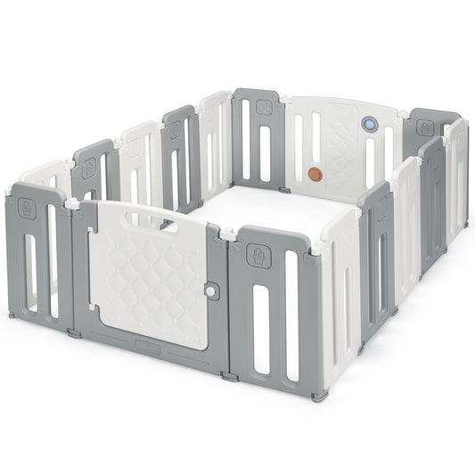 Infans 16 Panels Baby Safety Playpen Kids Safety Activity Play Center w/ Drawing Board