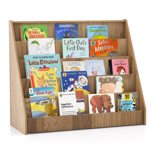 Infans 5 Tier Kids Bookshelf w/Anti-Tipping Device Kids-friendly Height for BedroomNatural