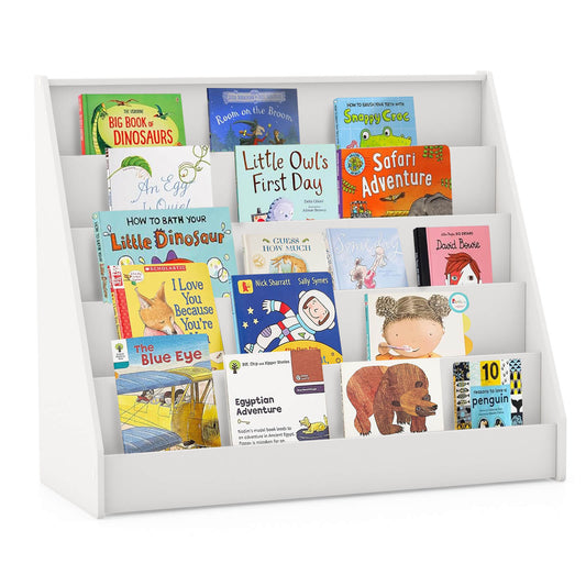 Infans 5 Tier Kids Bookshelf w/Anti-Tipping Device Kids-friendly Height for BedroomWhite