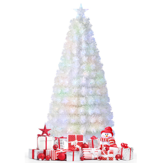 Infans 6 FT Pre-Lit Christmas Tree Fiber Optic Snow-Flocked w/ 220 Lights & Branch Tips