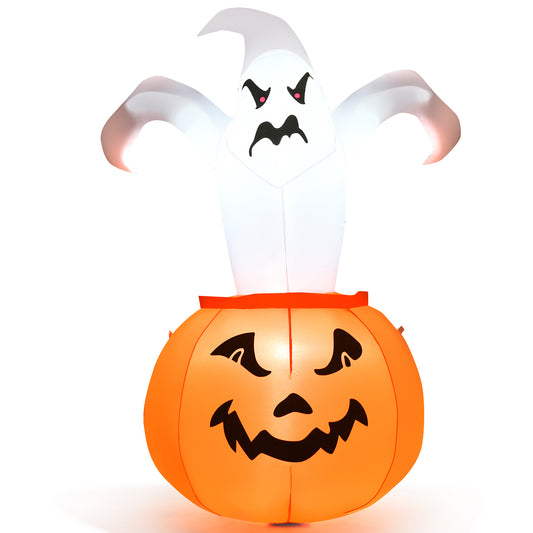 Infans 6 FT Halloween Blow-up Inflatable Ghost in Pumpkin w/ LED Bulbs Yard Decoration