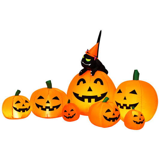 Infans Halloween 7.5 FT Inflatable Pumpkin Combo Decoration w/ Witch Black Cat