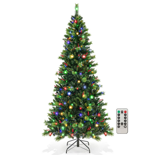 Infans 8FT Pre-Lit Artificial Christmas Tree 9 Lighting Modes w/ 500 LED Lights & Timer