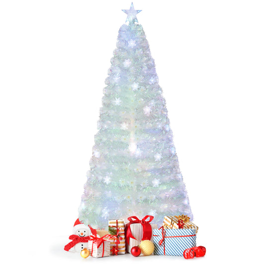 Infans 7 FT Pre-Lit Fiber Optic Christmas Tree Decor Multi-Color Snowflake LED Lights