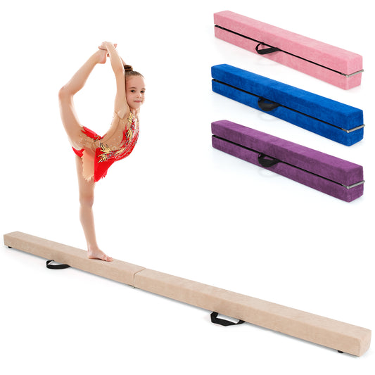 Infans 7FT Folding Gymnastic Beam Portable Floor Balance Beam w/Handles for GymnastsBrown