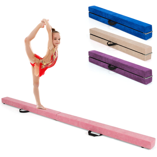 Infans 7FT Folding Gymnastic Beam Portable Floor Balance Beam w/Handles for GymnastsPink