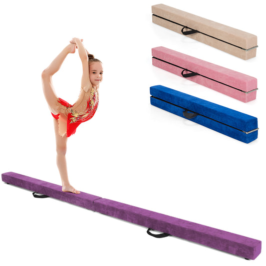Infans 7FT Folding Gymnastic Beam Portable Floor Balance Beam w/Handles for GymnastsPurple