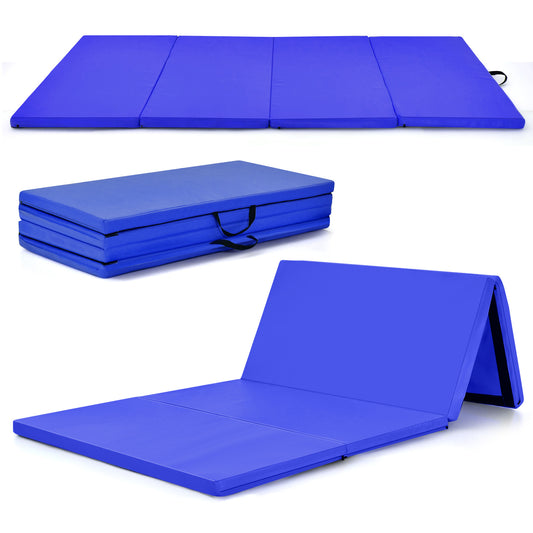 Infans 4'x8'x2 inch Gymnastics Mat Thick Folding Panel Aerobics Exercise Gym Fitness Navy