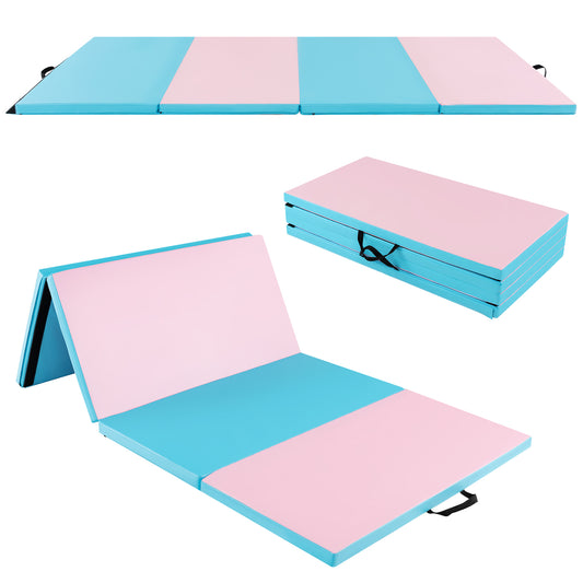 Infans 8' x 4' x 2 inch Folding Gymnastics Mat Tumbling Exercise PU Leather Cover for Yoga