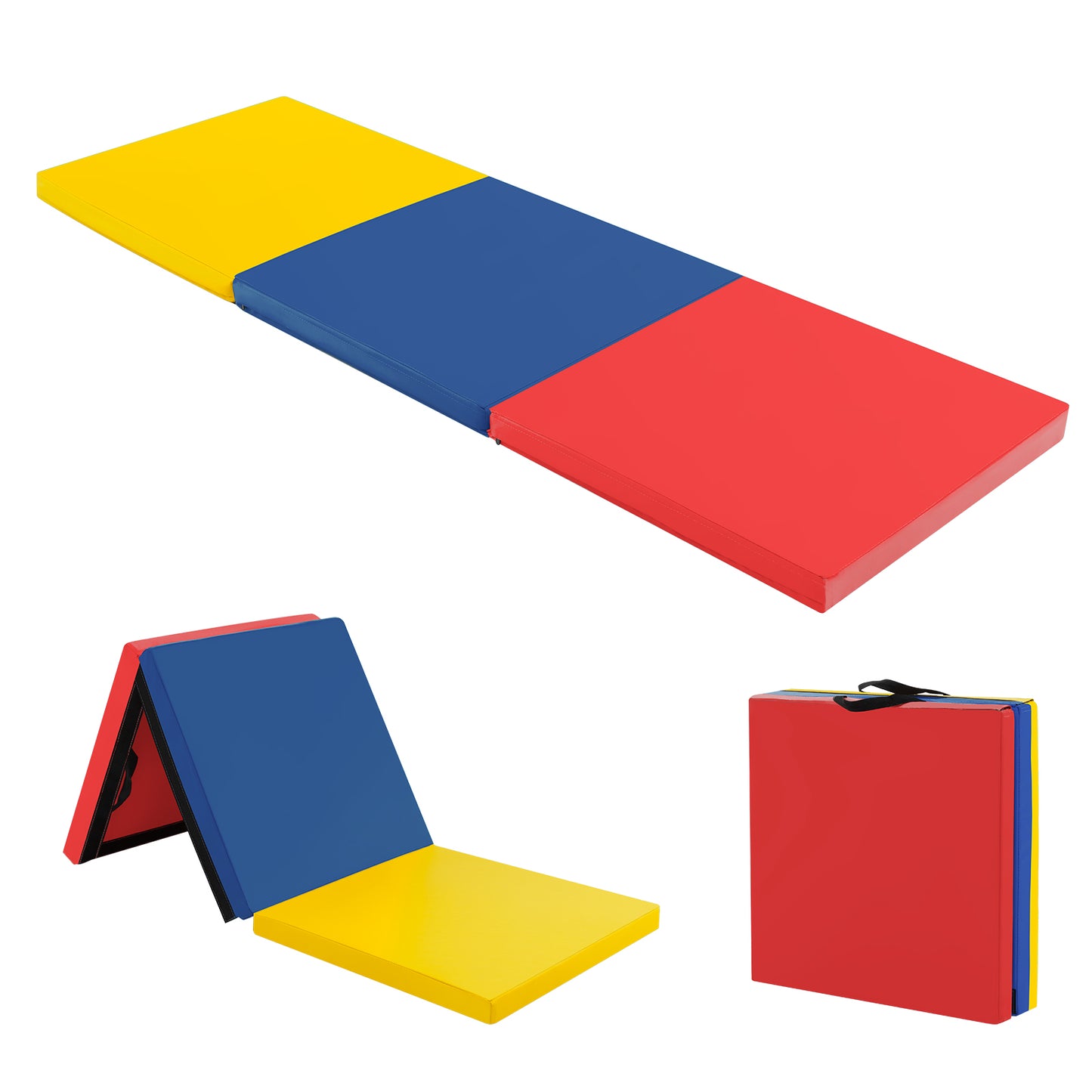 Infans Tri-Fold Folding Exercise Mat 6 ft x 2 ft Portable Gymnastics Tumbling Yoga Mat