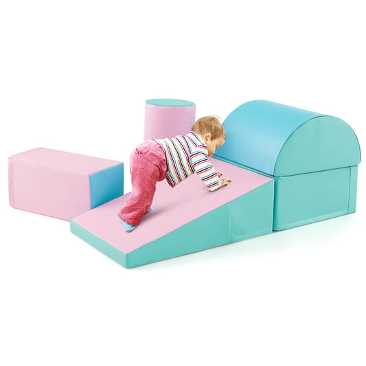 Infans 5 PCS Kids Climb & Crawl Activity Playset Soft Foam Block Toddler Play StructureGreen