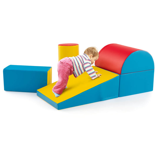 Infans 5 PCS Kids Climb & Crawl Activity Playset Soft Foam Block Toddler Play StructureRed