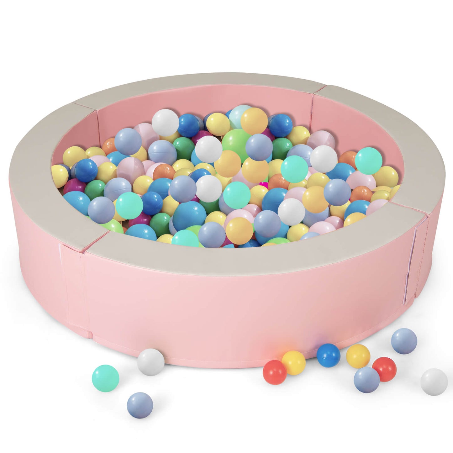 Infans 44.5inch x 10inch Baby Ball Pit Detachable Foam Ball Pit with 50 Colorful Ocean BallsPink