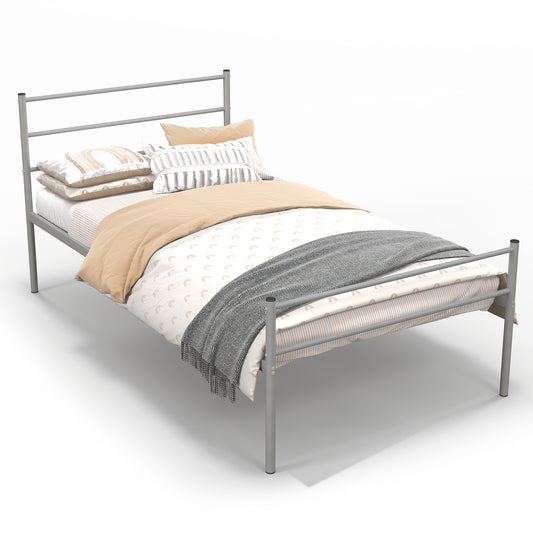 Infans Twin Metal Bed Frame Mattress Foundation No Box Spring NeededSilver