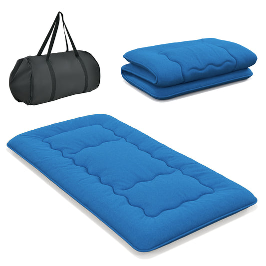 Infans Twin Futon Mattress Japanese Floor Sleeping Pad Washable Cover Carry Bag Blue