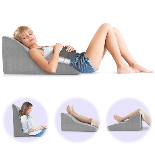 Infans Bed Wedge Pillow Back Support Triangle Reading Pillow Detachable Cover Grey