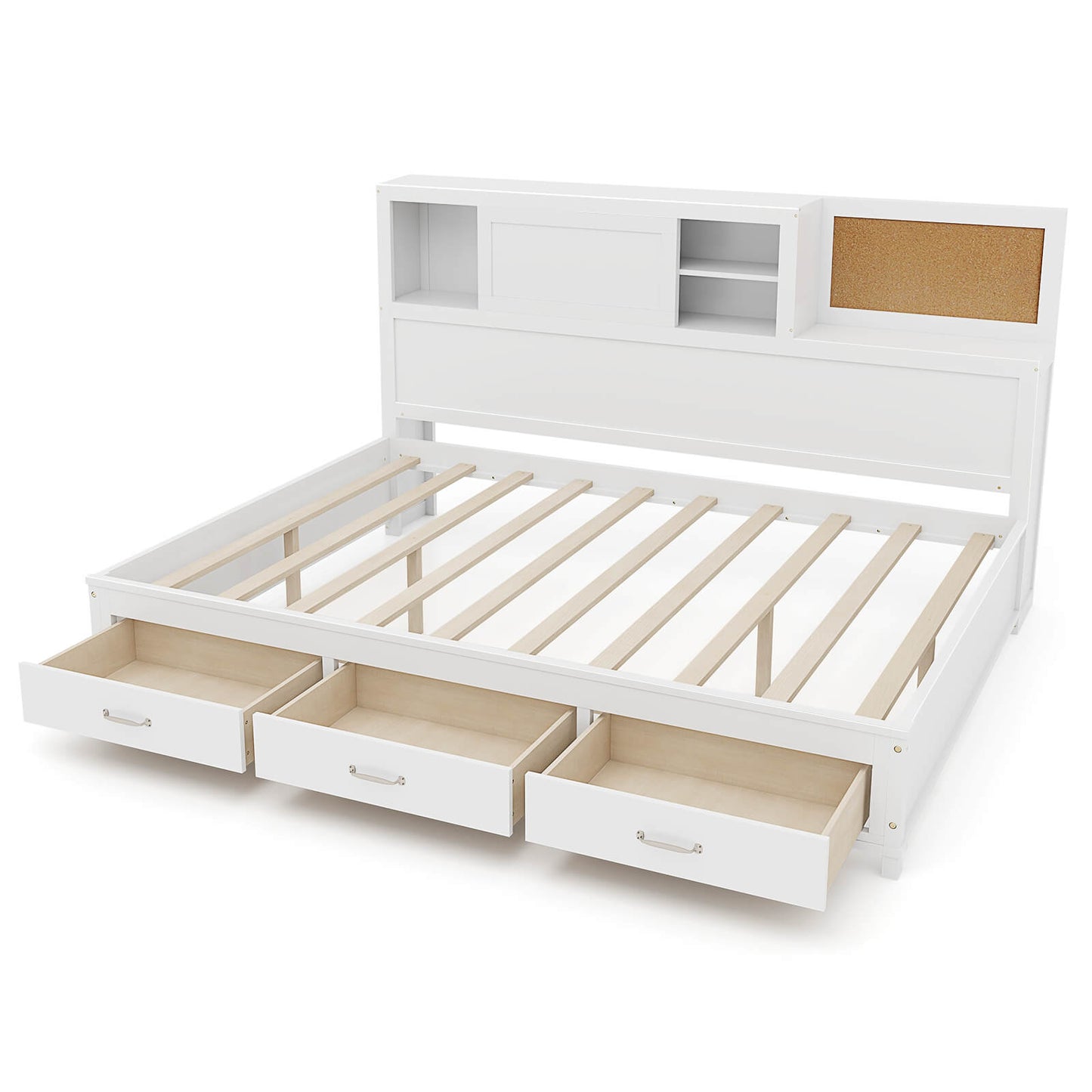 Infans Full Size Daybed with 3 Drawers Wooden Sofa Bed Frame with Storage Shelves