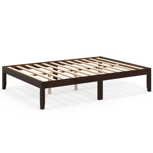 Infans Full Size Wooden Platform Bed Frame 14inch with Rubber Wood Legs Under-bed StorageEspresso