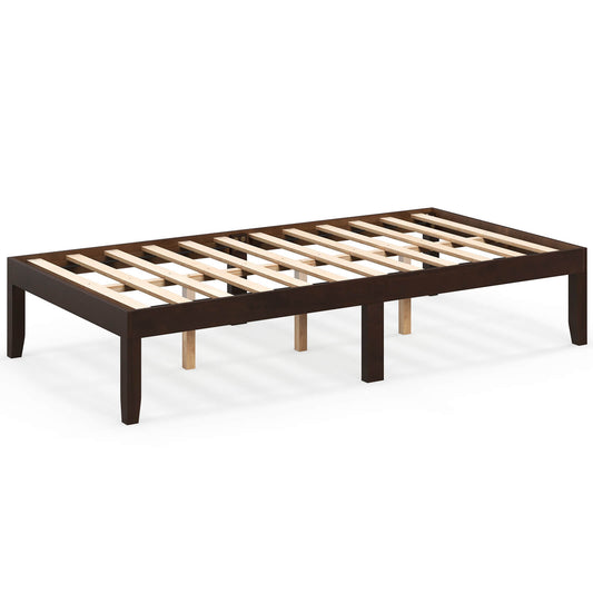 Infans Twin Size Wooden Platform Bed Frame 14inch with Rubber Wood Legs Under-bed StorageEspresso