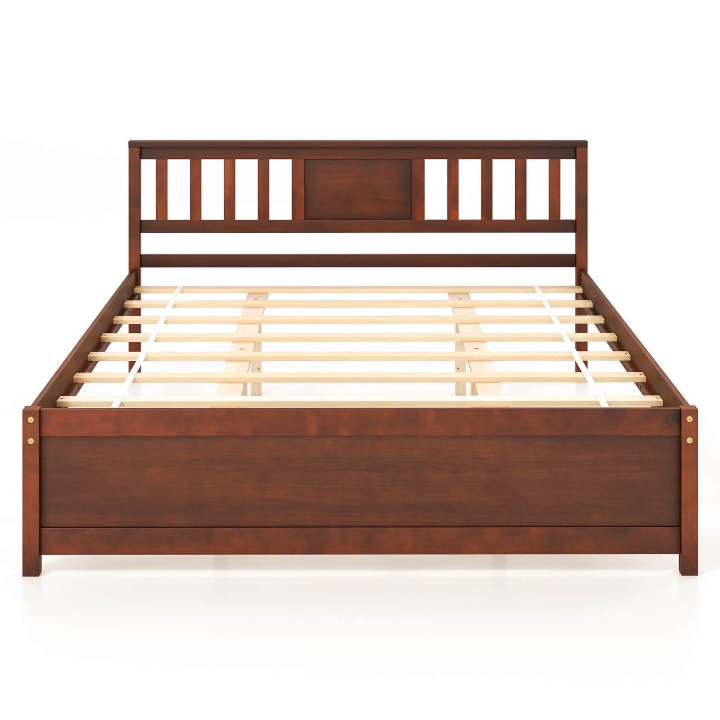 Infans Queen Size Bed Frame with Headboard Wood Slat Support No Box Spring Needed