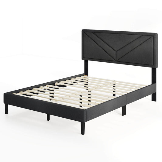 Infans Full Size Bed Frame with Tufted Headboard & Wooden Slats Easy Assembly