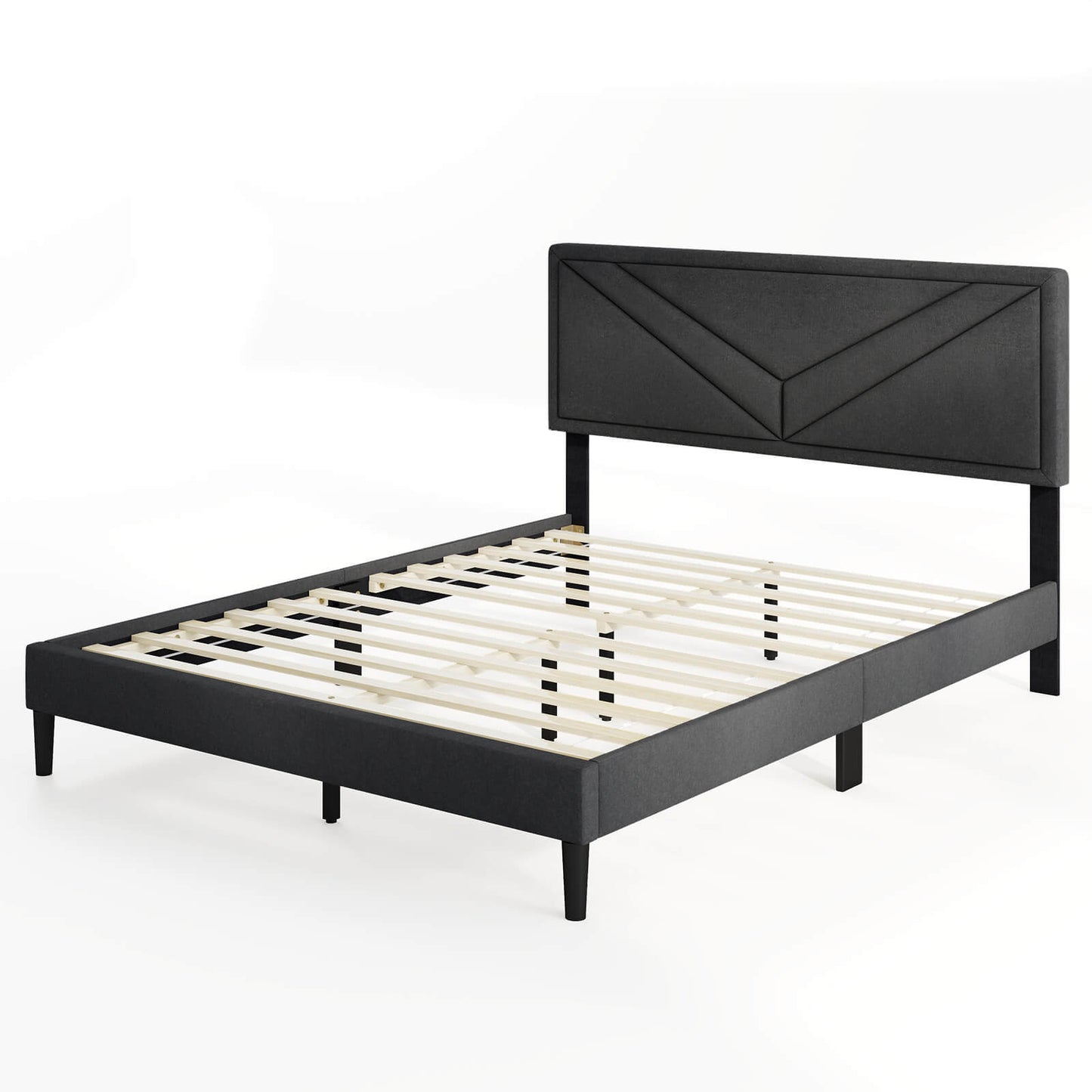 Infans Queen Size Bed Frame with Tufted Headboard & Wooden Slats Easy Assembly