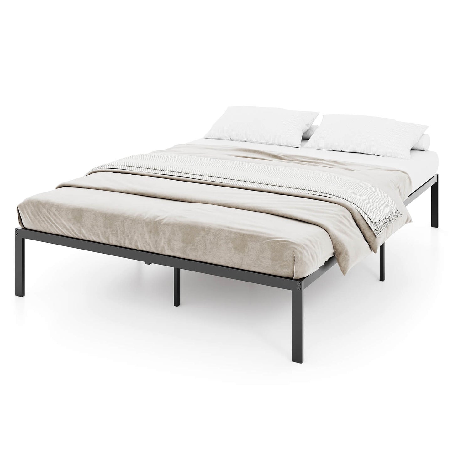 Infans Full Size Metal Bed Frame Heavy Duty Support Slats Mattress Foundation