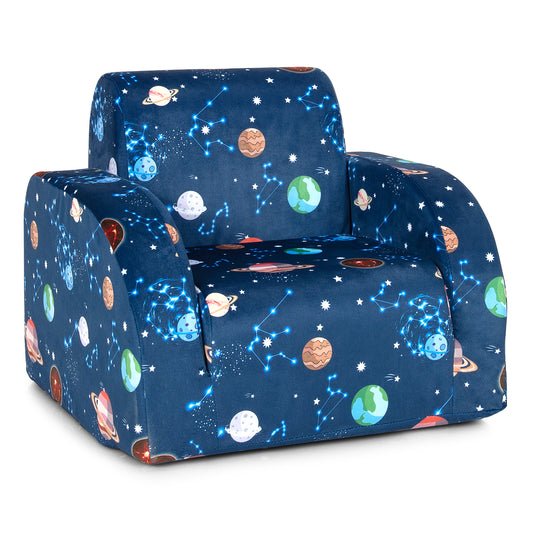 Infans 3-in-1 Convertible Kid Sofa Bed Flip-Out Chair Lounger for Toddler Blue