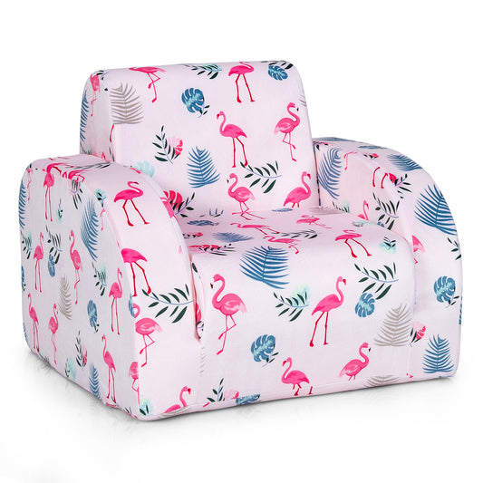 Infans 3-in-1 Convertible Kid Sofa Bed Flip-Out Chair Lounger for Toddler Pink