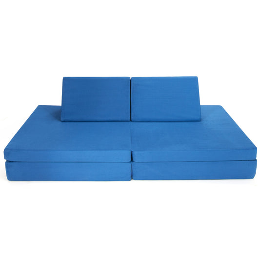 Infans 4-Piece Convertible Kids Couch or 2 Chairs Toddler to Teen Sofa and Play SetBlue