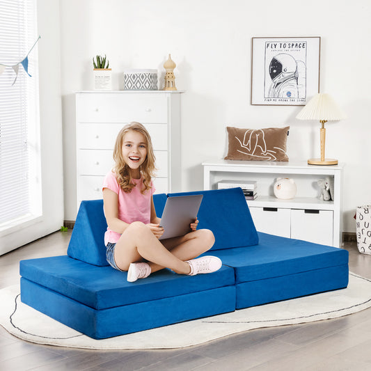 Infans 4-Piece Convertible Kids Couch or 2 Chairs Toddler to Teen Sofa and Play Set