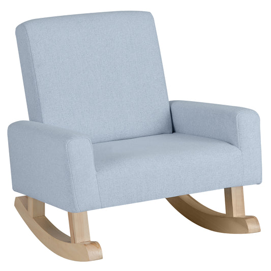 Infans Kids Rocking Chair Children Armchair Linen Upholstered Sofa w/ Solid Wood LegsBlue