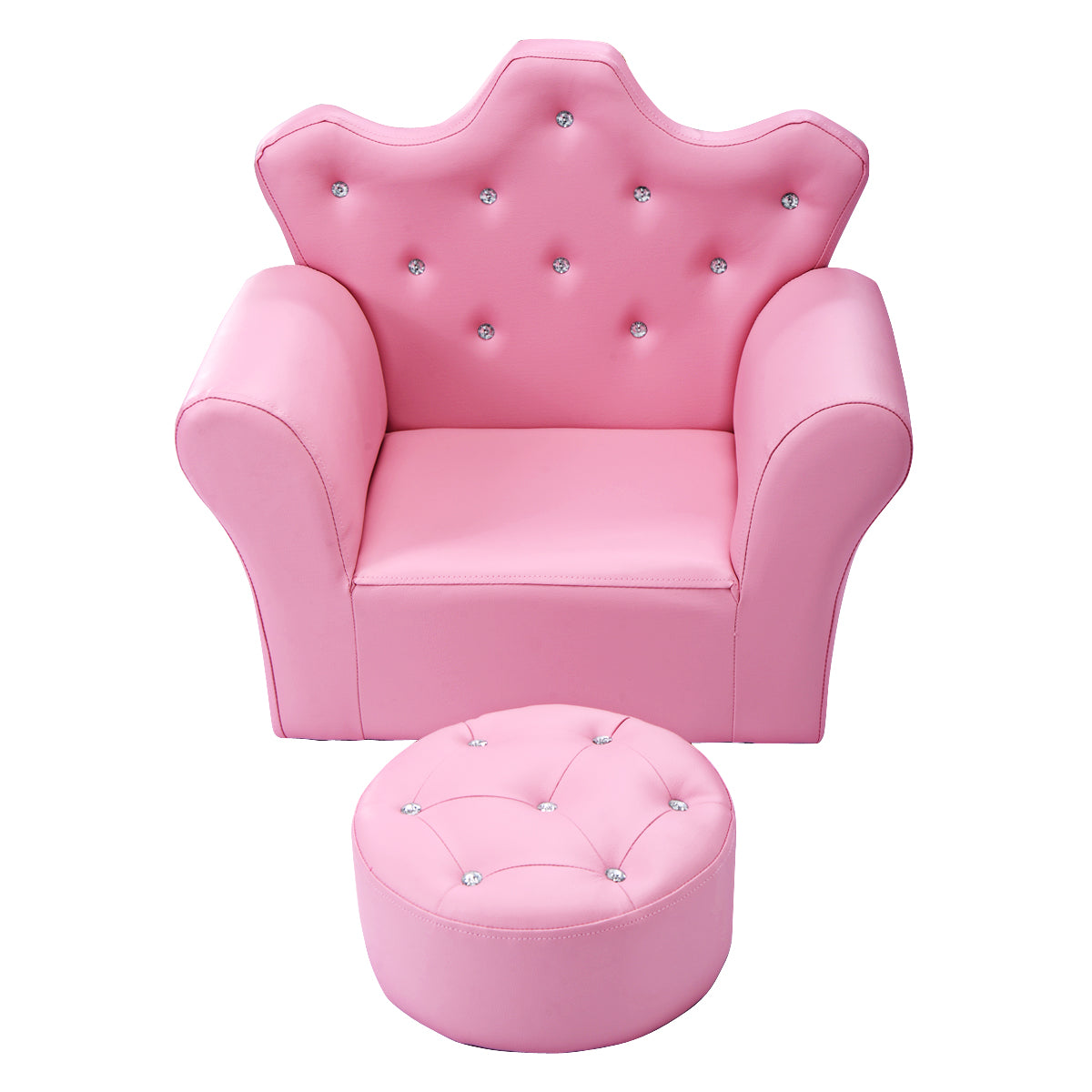 Infans Pink Kids Sofa Armrest Chair Couch Children Toddler Birthday Gift w/ OttomanPink