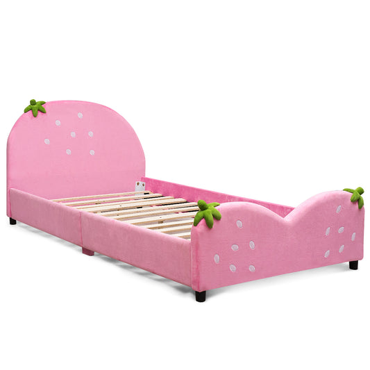 Infans Kids Children Upholstered Platform Toddler Bed Bedroom Furniture Berry Pattern