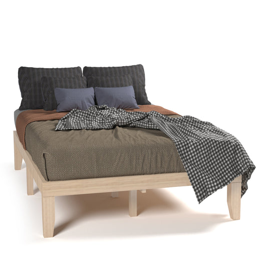 Infans Full Size 14 inch Wooden Bed Frame Mattress Platform Wood Slats Support Natural