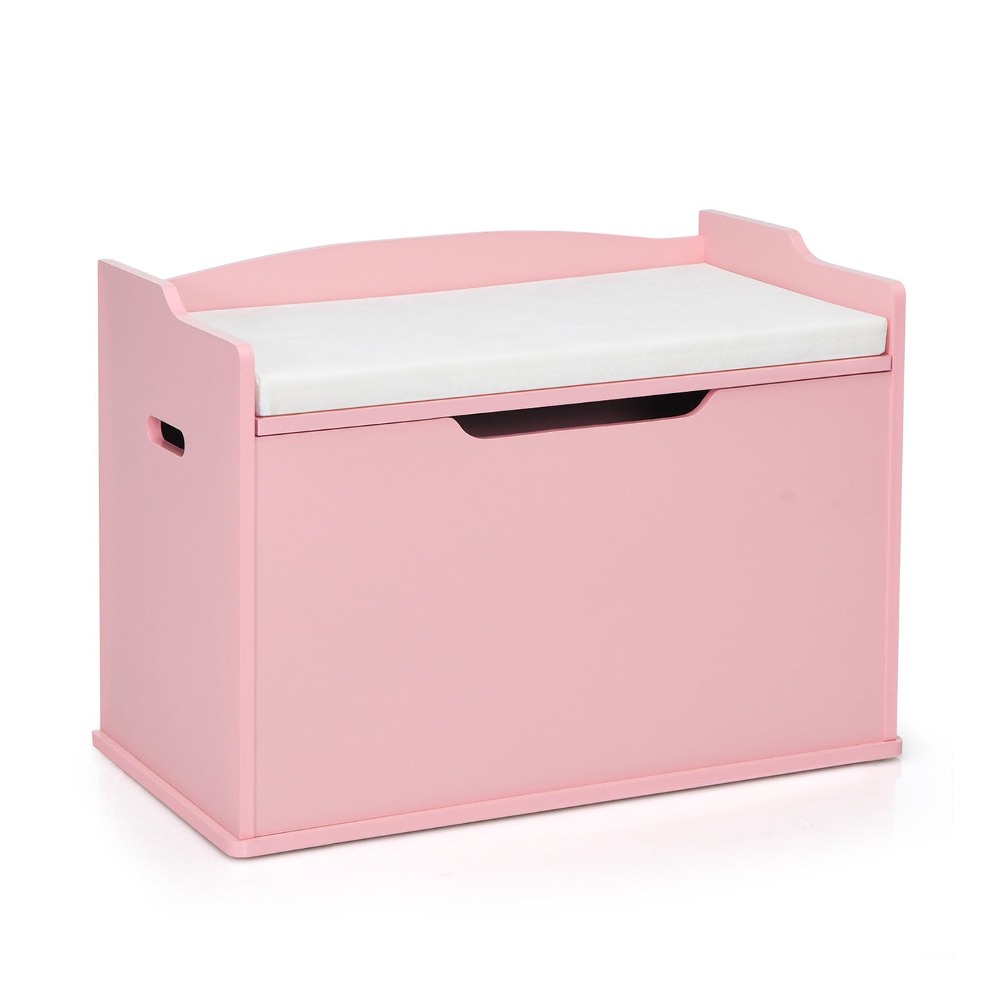 Infans Kids Toy Box Wooden Flip-top Storage Chest Bench W/ Cushion Safety HingePink