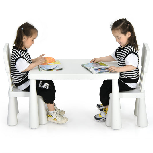 Infans Kids Table & 2 Chairs Set Toddler Activity Play Dining Study Desk White