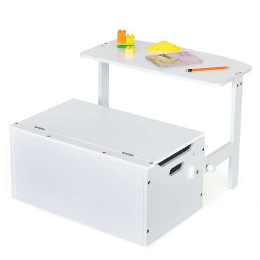 Infans 3-in-1 Kids Convertible Storage Bench Wood Activity Table and Chair Set
