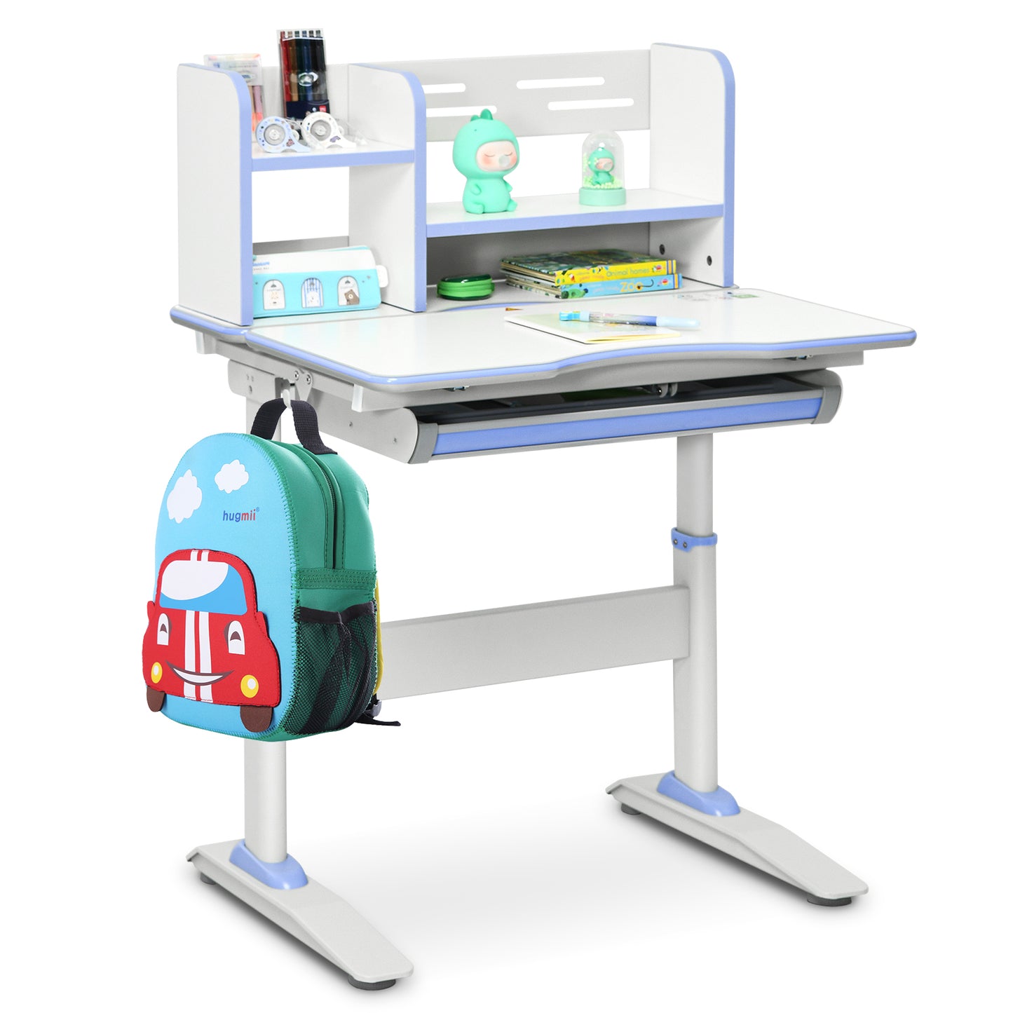 Infans Kids Writing Desk Student Study Table Height Adjustable w/Tilt DesktopBlue