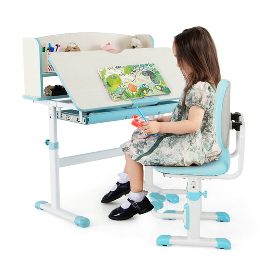 Infans Kids Desk and Chair Set Height Adjustable Children School Study Table & Chair