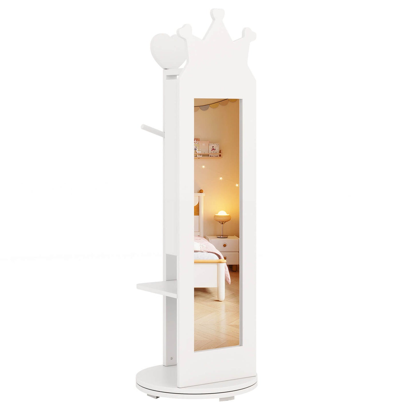 Infans Kids Jewelry Cabinet Standing Children Jewelry Organizer with Full-Length MirrorWhite
