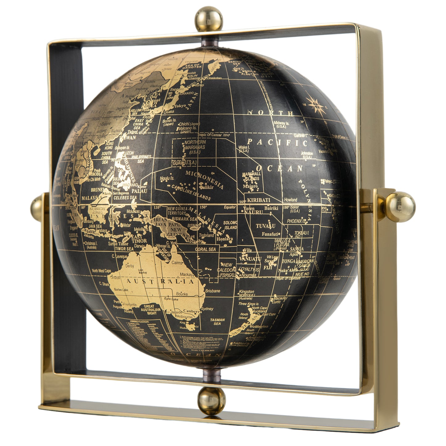 Infans Geographic 8 Inch 720?? Swivel World Globe w/Clear Printing Square Frame Desktop