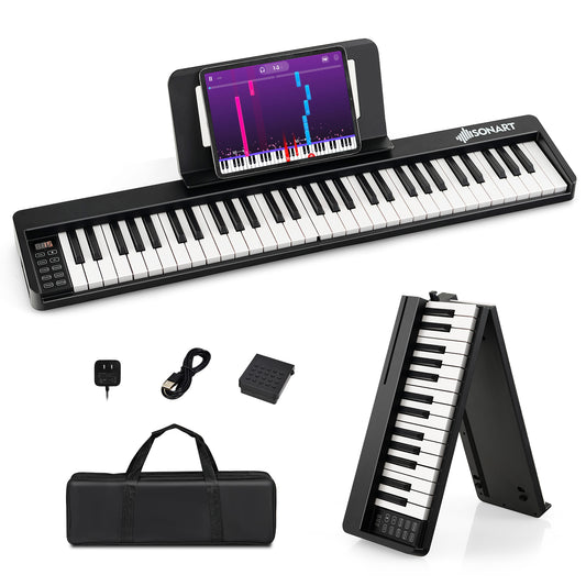 Infans 61 Key Full Size Folding Piano Semi-Weighted Keyboard MIDI Wireless Connection