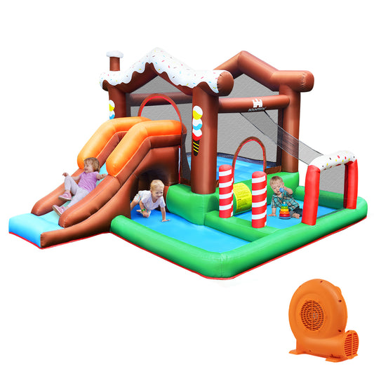 Infans Inflatable Bouncer Bounce Snow House Jump Climbing Slide Tunnel with 550W Blower