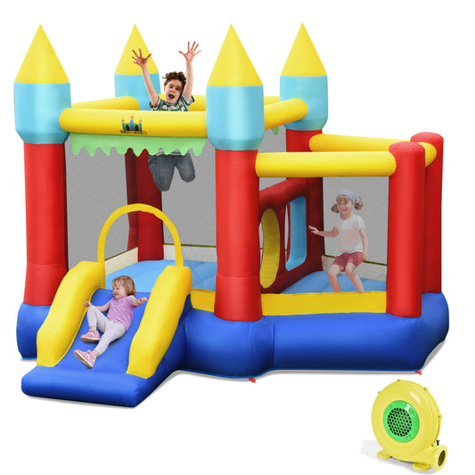 Infans Inflatable Bounce House Slide Jumping Castle w/ Tunnels Ball Pit &480W Blower