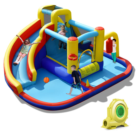 Infans 7-in-1 Inflatable Water Slide Water Park Kids Bounce Castle With 735W Air Blower