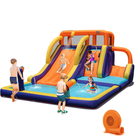 Infans Inflatable Waterslide 4-in-1 Kids Bounce Castle W/ Splash Pool With 750W Blower