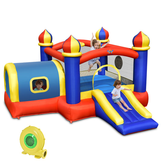 Infans Inflatable Castle Kids Bounce House w/ Slide Jumping Playhouse & 480W Blower