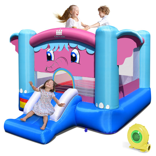 Infans Inflatable Bounce House 3-in-1 Elephant Theme Inflatable Castle w/ 480W Blower