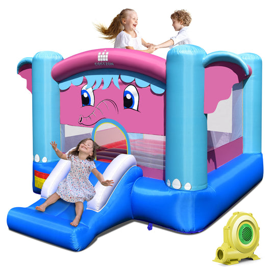 Infans Inflatable Bounce House 3-in-1 Elephant Theme Inflatable Castle w/ 735W Blower